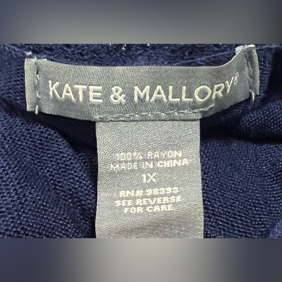 Kate & Mallory Navy Sleeveless Open Front Draped Sweater Vest Cardigan! Size 1X. - Picture 6 of 9